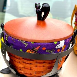 Longaberger Wrought Iron Cauldron Basket - Halloween with Liner and Protector